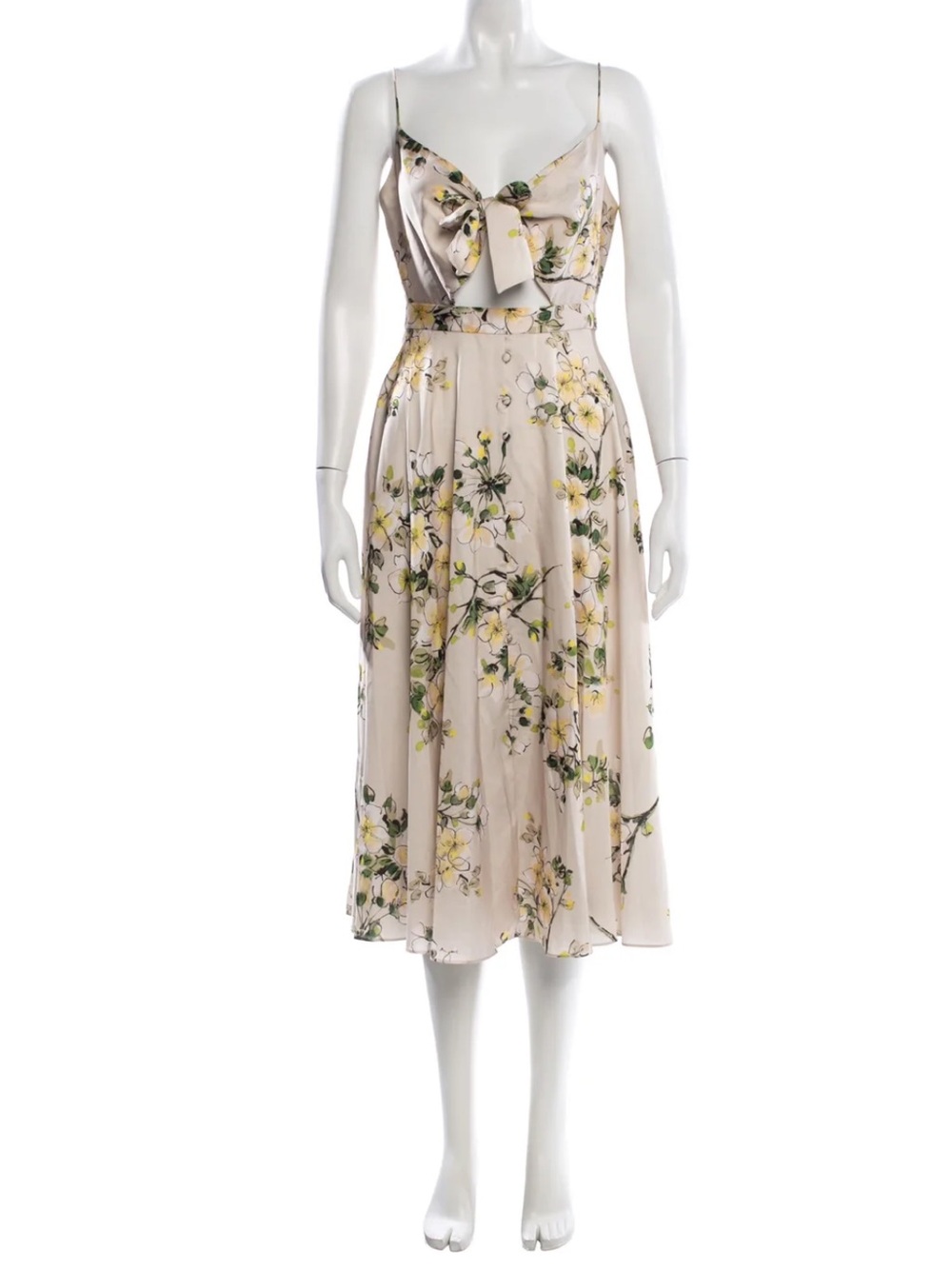 Jay Godfrey spaghetti strap tie front light pink floral dress midi size 8